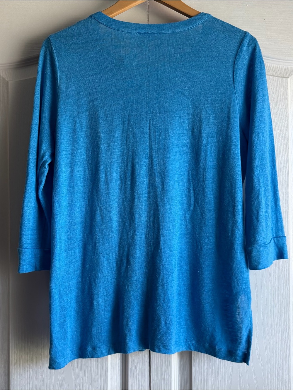 Chico’s Tee Blue M Linen Floral Embroidered 3/4 Sleeve Tunic - Picture 7 of 7